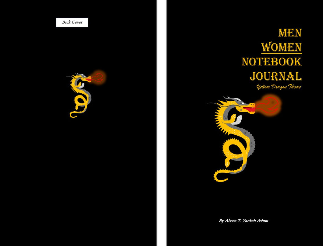 Men Women Notebook Journal - Yellow Dragon Theme (Hardcover)