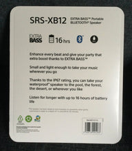 Load image into Gallery viewer, Sony SRS-XB12 Extra Bass Portable Wireless Bluetooth Speaker - Black
