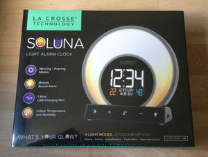 La Crosse Technology Soluna Light Alarm Clock 5 Light Modes 20 Colour Options