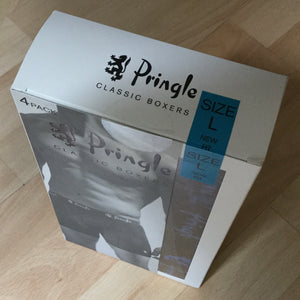 Men’s Pringle Classic Boxers - New Fit 4pack - Combed Cotton & Lycra - Black - L