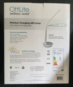 Ottlite Wellness Wireless Charging LED Lamp With Colour Changing Base-White