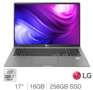 LG Gram, Intel Core i7, 16GB RAM, 256GB SSD, 17 Inch Ultra-Lightweight Laptop - Silver