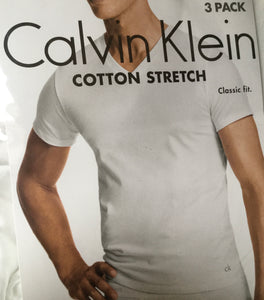 Men’s Calvin Klein Cotton Stretch V-Neck T-Shirts - Classic Fit 3pack White - Medium