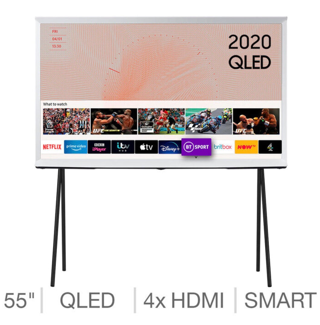 Samsung QE55LS01TAUXXU, The Serif, 55 Inch QLED 4K Ultra HD Smart Television - White