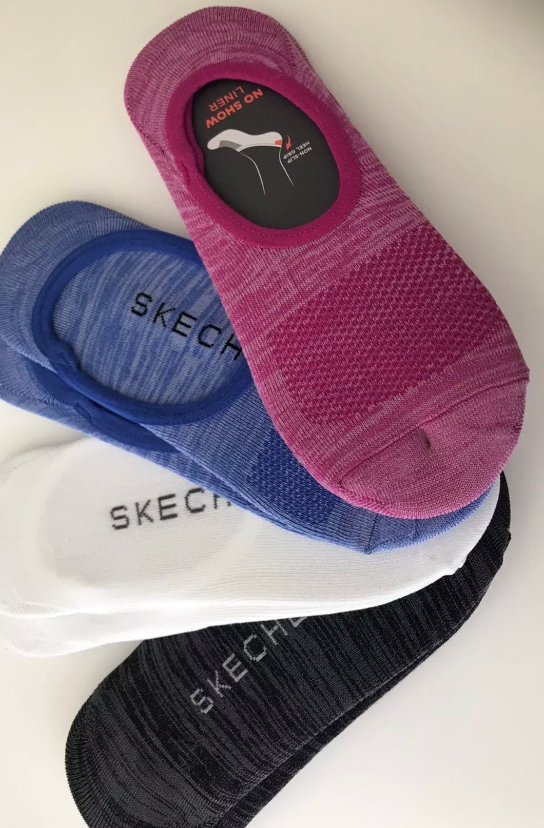 Women’s Skechers Active No Show Liner Socks, 8-Pair Non Slip Heel Grip UK 5-9.5