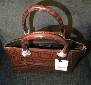 Osprey London Aspen Grab Croc Leather Cognac(Brown) Handbag With Short & Long Straps 30cm x 24cm x 9cm approx