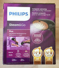 Load image into Gallery viewer, Philips Steam &amp; Go Plus Handheld Compact Garment Steamer GC362.  Vertical or Horizontal Steaming, SmartFlow heated plate.
