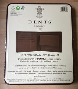 Dents Men’s Pebble Grain Leather Wallet. RFID Protected - Tan