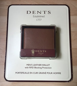 Dents Men’s Pebble Grain Leather Wallet. RFID Protected - Tan