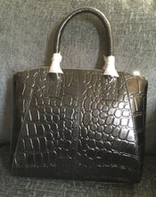 Load image into Gallery viewer, Osprey London Aspen Grab Croc Leather Black Handbag With Short And Long Straps 30cm x 24cm x 9cm approx
