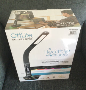 Ottlite Wellness Wireless Charging LED Lamp With Colour Changing Base-Black