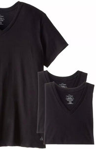 Men's Calvin Klein Cotton Stretch V-Neck Classic Fit T-Shirt 3-pack New - Black - Medium