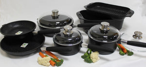 BergHOFF Eurocast Non-stick 11 Piece Cookware Set - Black