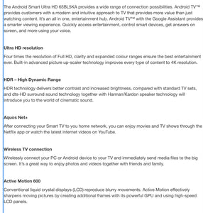Sharp 4T-C65BL5KF2AB 65 Inch 4K Ultra HD Smart Android Television