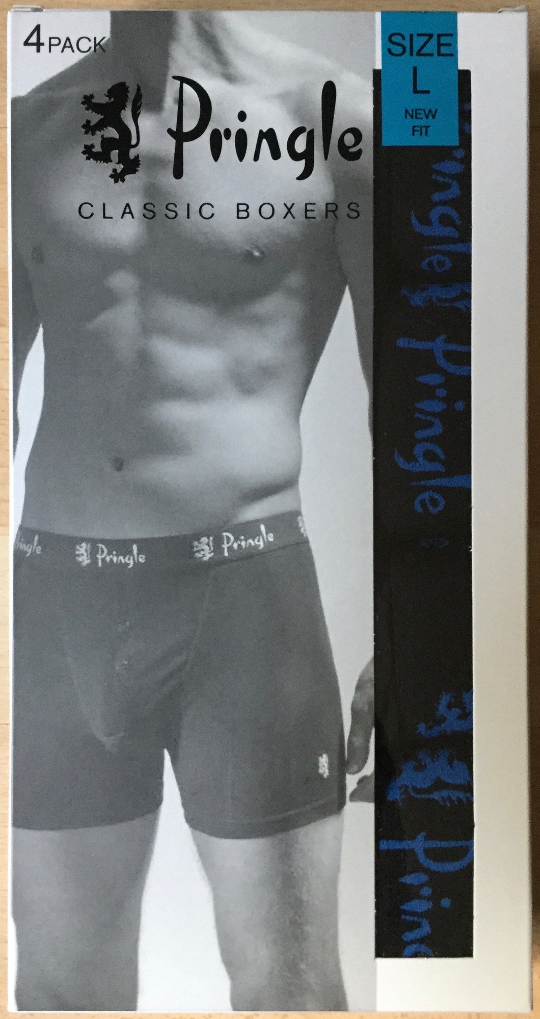 Men’s Pringle Classic Boxers - New Fit 4pack - Combed Cotton & Lycra - Black - L
