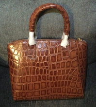 Load image into Gallery viewer, Osprey London Aspen Grab Croc Leather Cognac(Brown) Handbag With Short &amp; Long Straps 30cm x 24cm x 9cm approx
