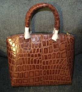 Osprey London Aspen Grab Croc Leather Cognac(Brown) Handbag With Short & Long Straps 30cm x 24cm x 9cm approx