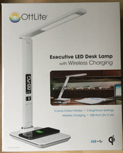 Load image into Gallery viewer, OttLite Executive LED Desk Lamp With Wireless Charging 5 Brightness - White
