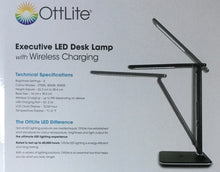 Load image into Gallery viewer, OttLite Executive LED Desk Lamp With Wireless Charging 5 Brightness - Black
