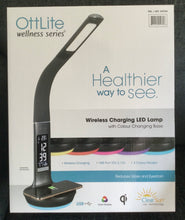 Load image into Gallery viewer, Ottlite Wellness Wireless Charging LED Lamp With Colour Changing Base-Black
