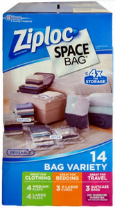 Ziploc Space Bag - 14 Piece Space Saver Bags Storage Set - Airtight, Waterproof, Reusable.