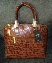 Load image into Gallery viewer, Osprey London Aspen Grab Croc Leather Cognac(Brown) Handbag With Short &amp; Long Straps 30cm x 24cm x 9cm approx
